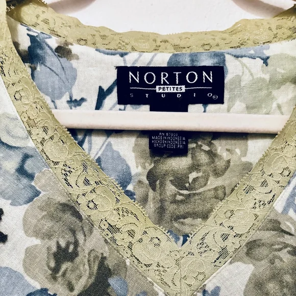 Norton Vintage Green Floral Sleeveless Petites Dress - Picture 7 of 7